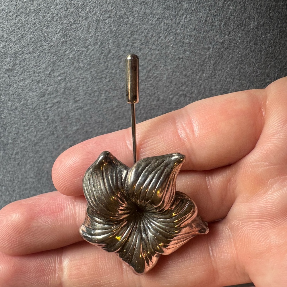 Vintage Sterling Silver Floral Stick Pin 6.4g - Picture 10 of 11